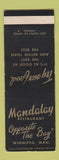 Matchbook Cover - Mandalay Restaurant Winnipeg MB SAMPLE