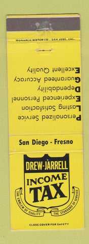 Matchbook Cover - Drew Jarrell Income Tax San Diego CA Fresno