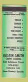 Matchbook Cover - Austin Smith Carpet Cleaning Oshawa ON WEAR