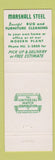 Matchbook Cover - Marshall Steel Furniture Rug Cleaning