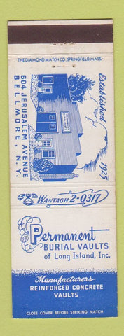 Matchbook Cover - Permanent Burial Vaults Belmore NY LI