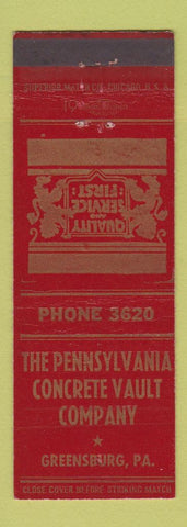 Matchbook Cover - Pennsylvania Concrete Burial Vaults Company Greensburg PA