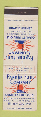 Matchbook Cover - Parker Fuel Company Ellicott City MD