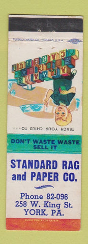 Matchbook Cover - Standard Rag and Paper York PA