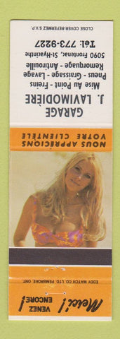 Matchbook Cover - Garage J Lavimodiere St Hyacinthe QC pinup