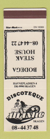 Matchbook Cover - Bodega Steak House Atlantic Disco Skagen Denmark SAMPLE