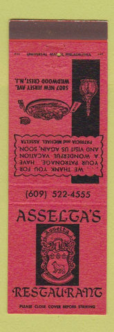 Matchbook Cover - Asselta's Restaurant Wildwood Crest NJ