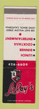 Matchbook Cover - LoRay's Restaurant Long Beach CA