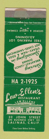 Matchbook Cover - Lew Ellen's Restaurant Salinas CA WEAR