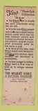 Matchbook Cover - Wilbert Burial Vaults AETNA Insurance SAMPLE