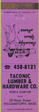 Matchbook Cover - Taconic Lumber Williamstown MA purple