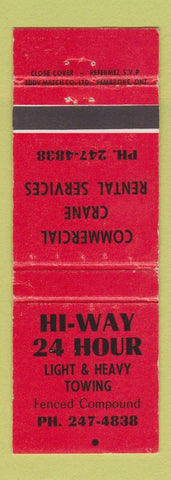 Matchbook Cover - Hi Way 24 Hour towing WEAR