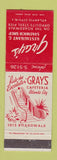 Matchbook Cover - Gray's Restaurant Sandwich Shop Atlantic City NJ