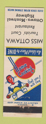 Matchbook Cover - Miss Ottawa Restaurant Court motel ON