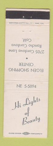 Matchbook Cover - Hi Lights of Beauty salon Rancho Cordova CA