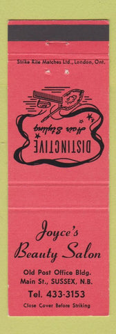 Matchbook Cover - Joyce's Beauty Salon Sussex NB RED