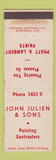 Matchbook Cover - John Julien and Sons Painting Canada WEAR