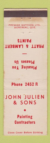 Matchbook Cover - John Julien and Sons Painting Canada WEAR