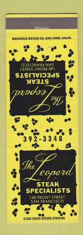 Matchbook Cover - Leopard Steak House San Francisco CA