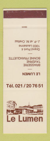 Matchbook Cover - Le Lumen Brasserie Taverne Lausanne Switzerland SAMPLE
