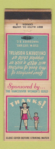 Matchbook Cover - Children's Hospital Vancouver BC Help Crippled Children WEAR