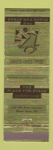 Matchbook Cover - Place for Steaks Harbor Lounge Miami Beach FL WEAR