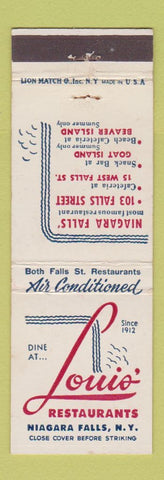 Matchbook Cover - Louis' Restaurants Niagara Falls ON