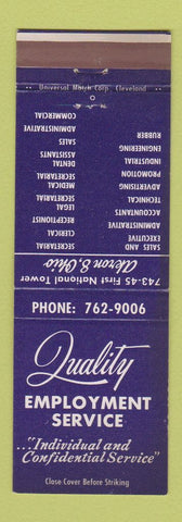 Matchbook Cover - Quality Employment Service Akron OH