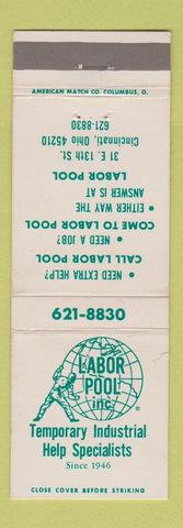 Matchbook Cover - Labor Pool Inc Temporary Employment Cincinnati OH
