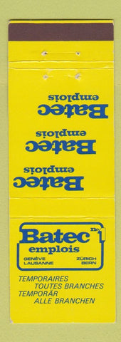 Matchbook Cover - Batec Emplois Zurich Switzerland