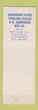 Matchbook Cover - OD Anderson Tours Travel Greenville PA