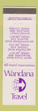 Matchbook Cover - Wandana Travel Agency Melbourne Toorak Balwyn Australia