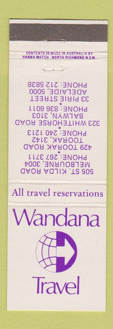 Matchbook Cover - Wandana Travel Agency Melbourne Toorak Balwyn Australia