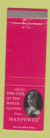 Matchbook Cover - Manpower Employment girlie Allentown PA