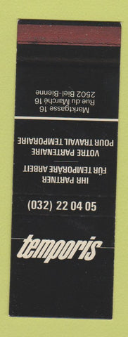 Matchbook Cover - Temporis Temporary Employment Zurich Switzerland SAMPLE