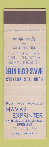 Matchbook Cover - Havas Exprinter Brussels Belgium Travel Agency?