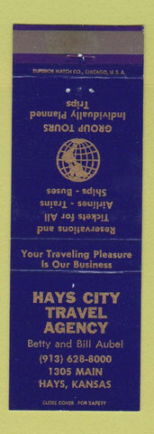 Matchbook Cover - Hays City Travel Agency Hays KS