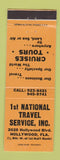 Matchbook Cover - 1st National Travel Service Hollywood FL ORANGE