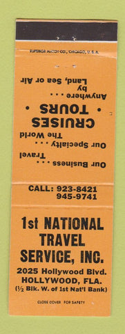 Matchbook Cover - 1st National Travel Service Hollywood FL ORANGE