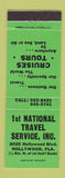 Matchbook Cover - 1st National Travel Service Hollywood FL GREEN