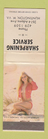 Matchbook Cover - Sharpening Service Huntington WV pinup WEAR