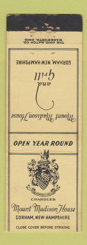 Matchbook Cover - Mount Madison House Gorham NH WEAR