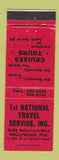 Matchbook Cover - 1st National Travel Service Hollywood FL RED