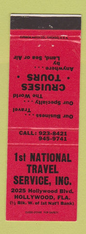 Matchbook Cover - 1st National Travel Service Hollywood FL RED