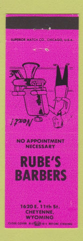 Matchbook Cover - Rube's Barbers Cheyenne WY PINK