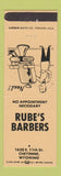 Matchbook Cover - Rube's Barbers Cheyenne WY PEACH