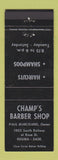 Matchbook Cover - Champ's Barber Shop Regina SK