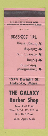 Matchbook Cover - Galaxy Barber Shop Holyoke MA NEON ORANGE