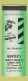 Matchbook Cover - Hunter's Beauty Salon Barber Shop Dunnville ON
