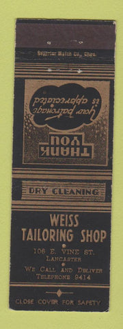 Matchbook Cover - Weiss Tailoring Shop Lancaster PA